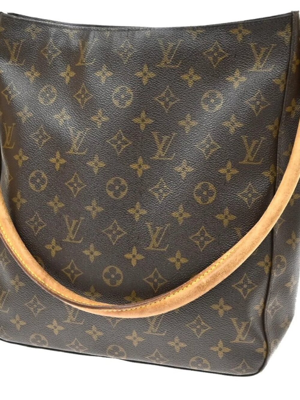 LOUIS VUITTON Logo Looping GM Shoulder Bag Monogram Leather Brown M51145 88KD665